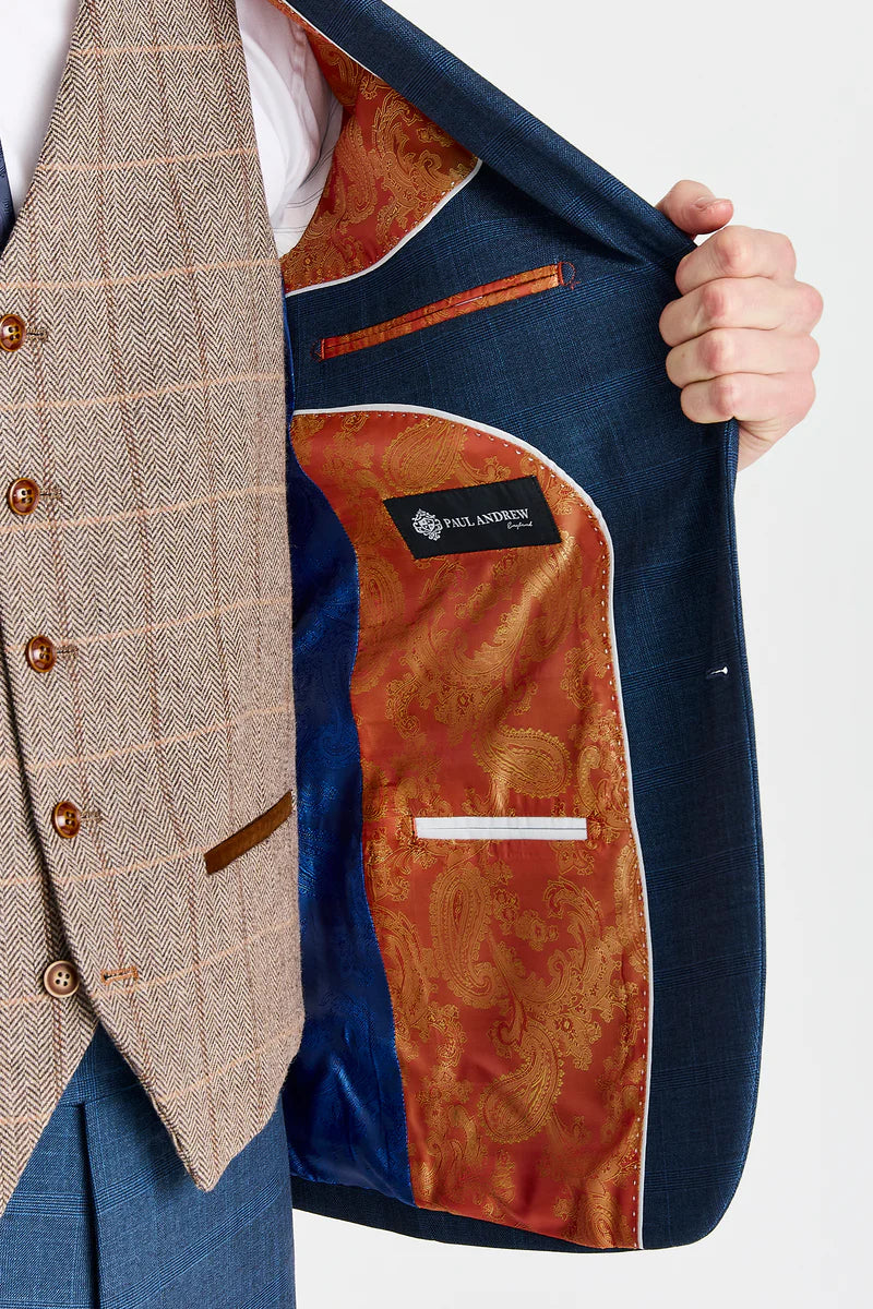Costume de la marine Viceroy avec gilet contrastant en tweed Harris Brown