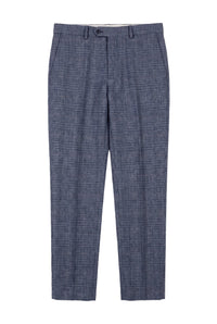 Victor - Pantalon de mariage bleu à carreaux en tweed pour homme