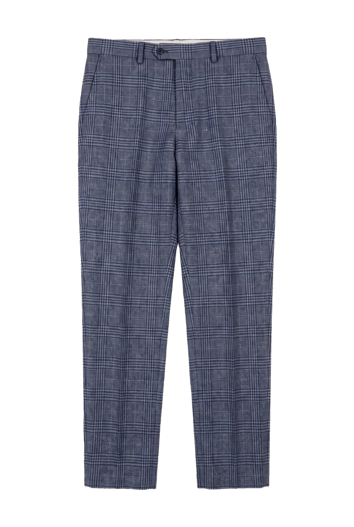 Victor - Pantalon de mariage bleu à carreaux en tweed pour homme