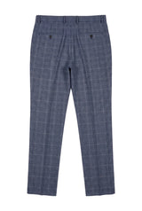 Victor - Pantalon de mariage bleu à carreaux en tweed pour homme
