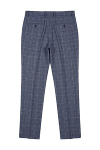 Victor - Pantalon de mariage bleu à carreaux en tweed pour homme