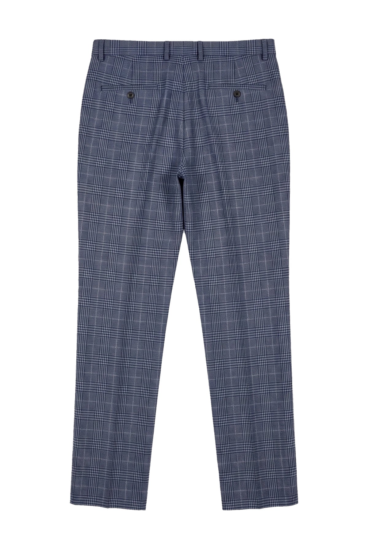 Victor - Pantalon de mariage bleu à carreaux en tweed pour homme
