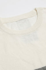 T-shirt tricoté à blocs de couleur blancs et noirs pour hommes