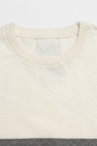 T-shirt tricoté à blocs de couleur blancs et noirs pour hommes