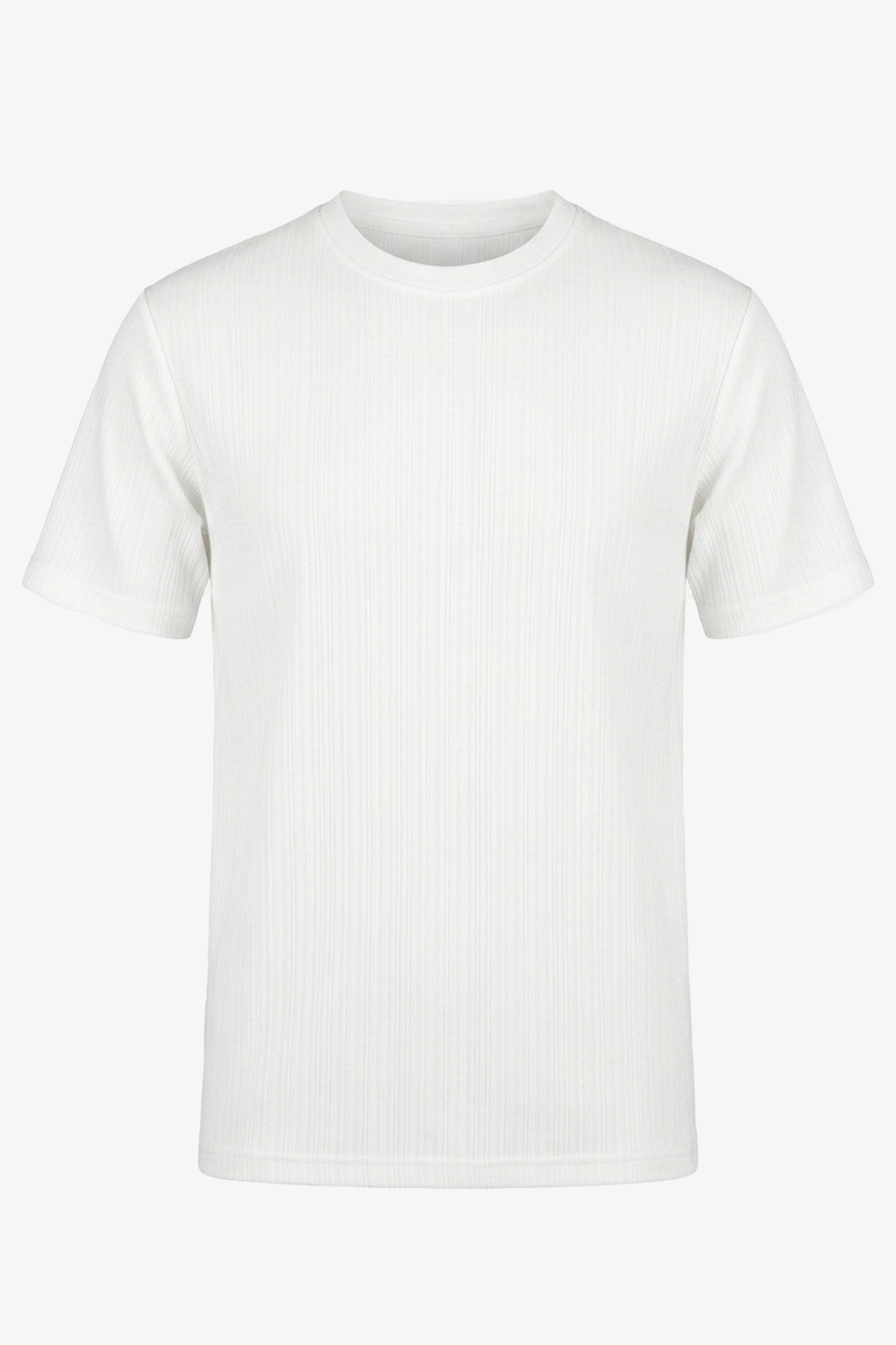 T-shirt classique blanc côtelé pour homme