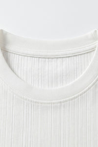 T-shirt classique blanc côtelé pour homme