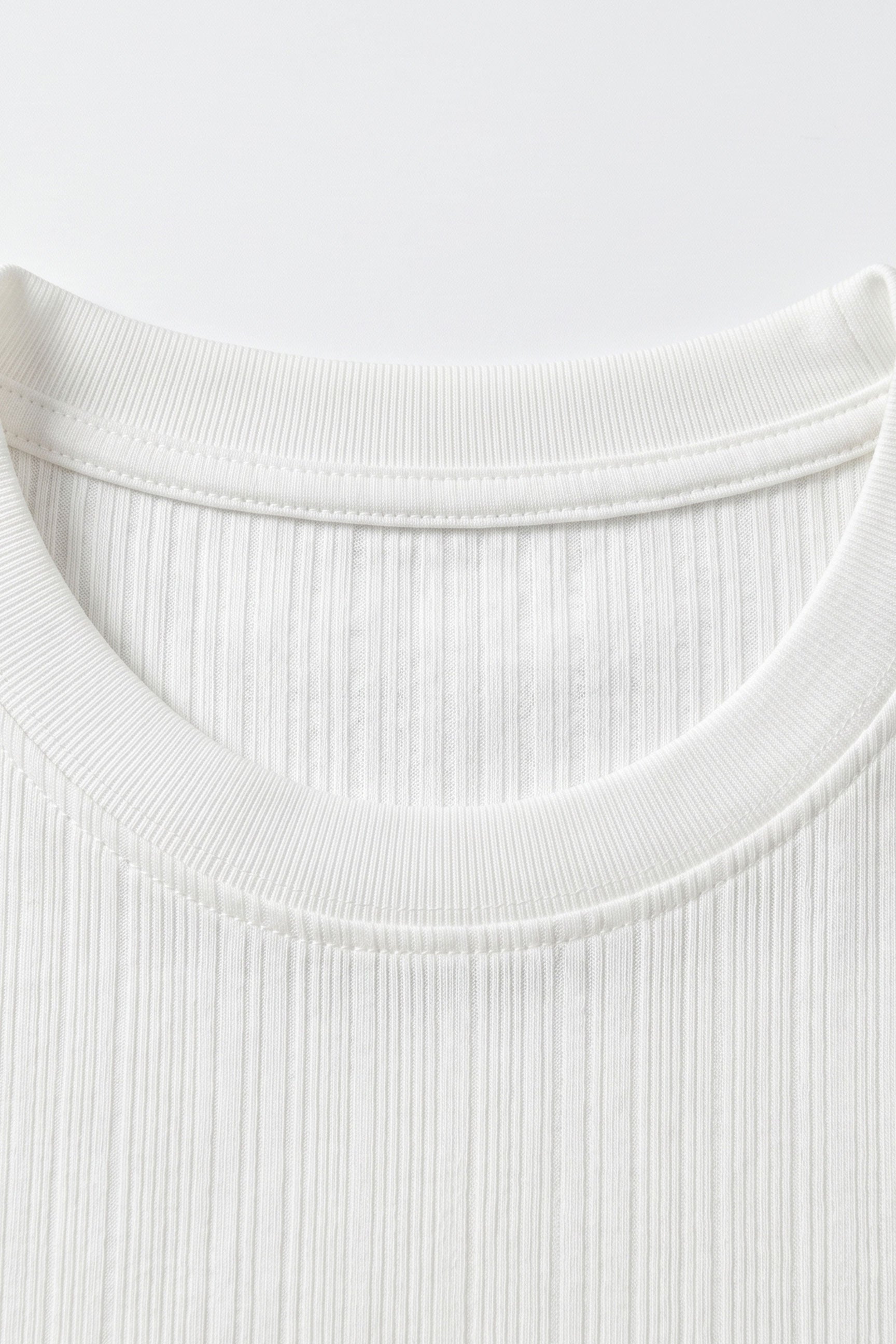T-shirt classique blanc côtelé pour homme