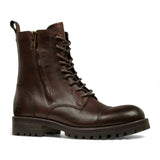 Bottes de combat militaires Willem pour hommes, en cuir marron bordeaux