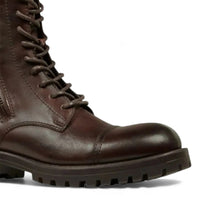 Bottes de combat militaires Willem pour hommes, en cuir marron bordeaux