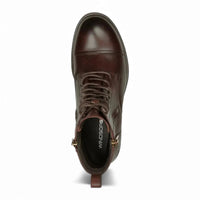 Bottes de combat militaires Willem pour hommes, en cuir marron bordeaux