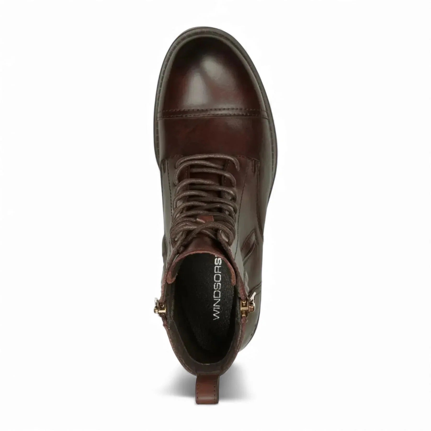Bottes de combat militaires Willem pour hommes, en cuir marron bordeaux