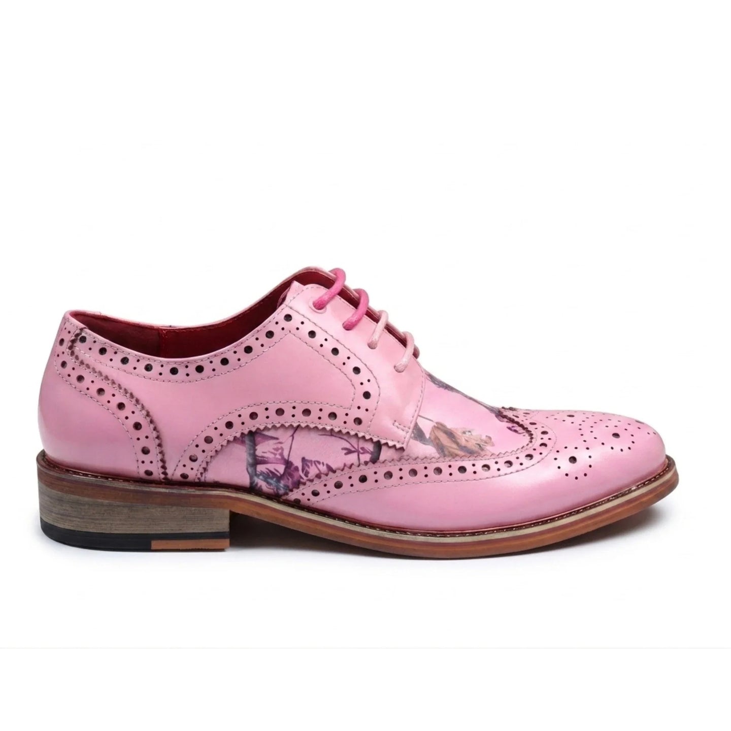 Wolf - Chaussures habillées Richelieu à bout fleuri rose pour homme