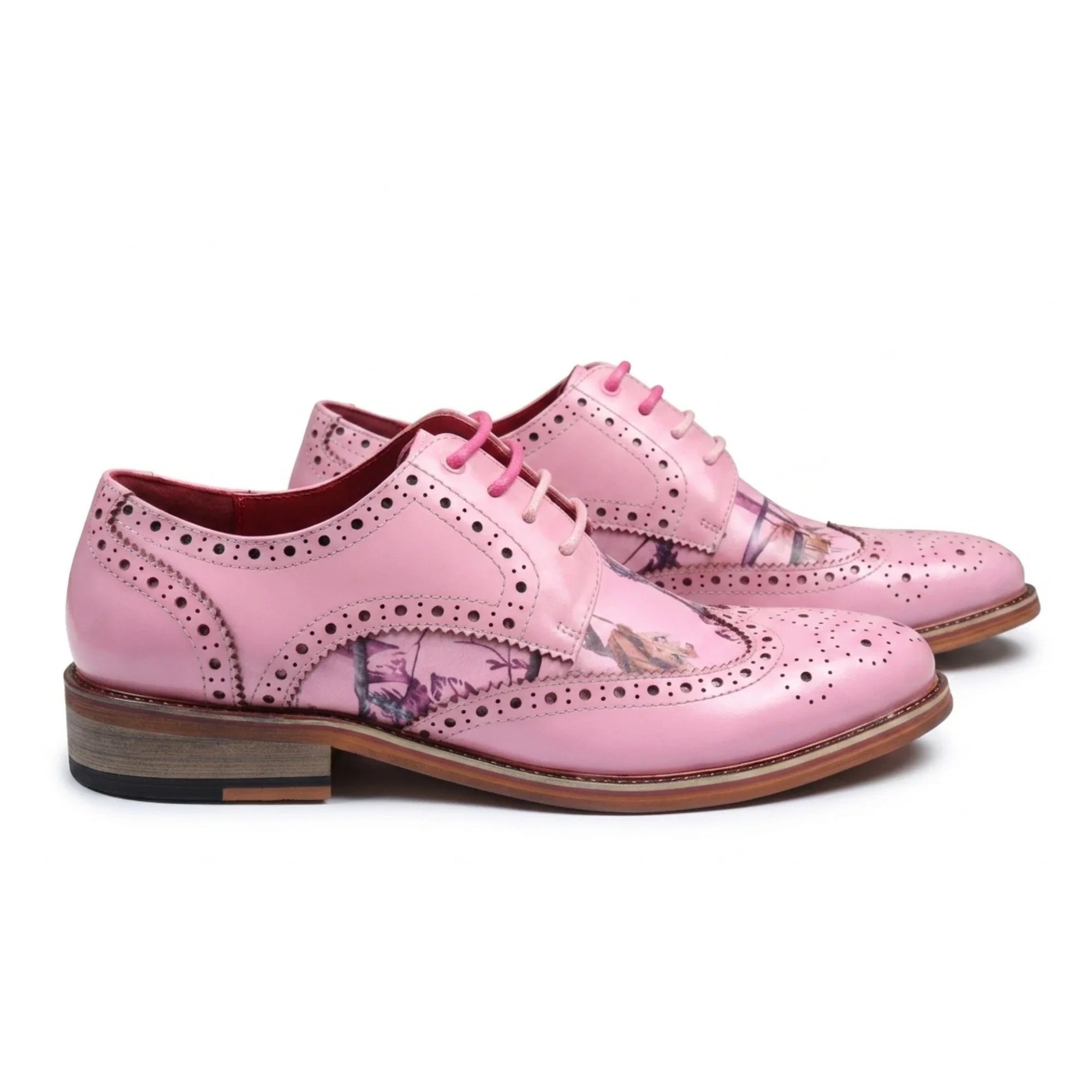 Wolf - Chaussures habillées Richelieu à bout fleuri rose pour homme