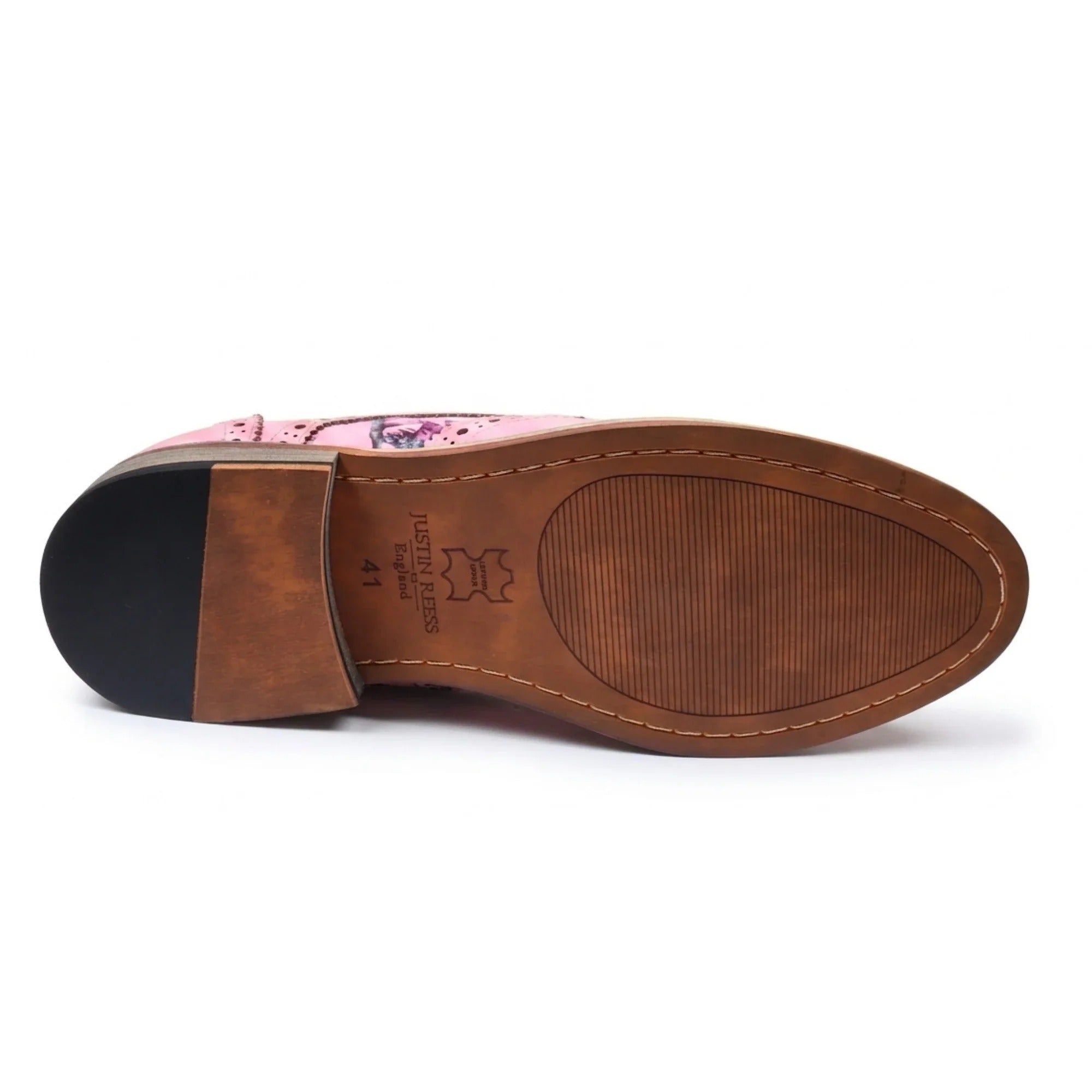 Wolf - Chaussures habillées Richelieu à bout fleuri rose pour homme