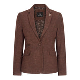 WS-12 - Blazer de tailleur en tweed pour femme, laine à chevrons, marron rouille