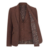 WS-12 - Blazer de tailleur en tweed pour femme, laine à chevrons, marron rouille