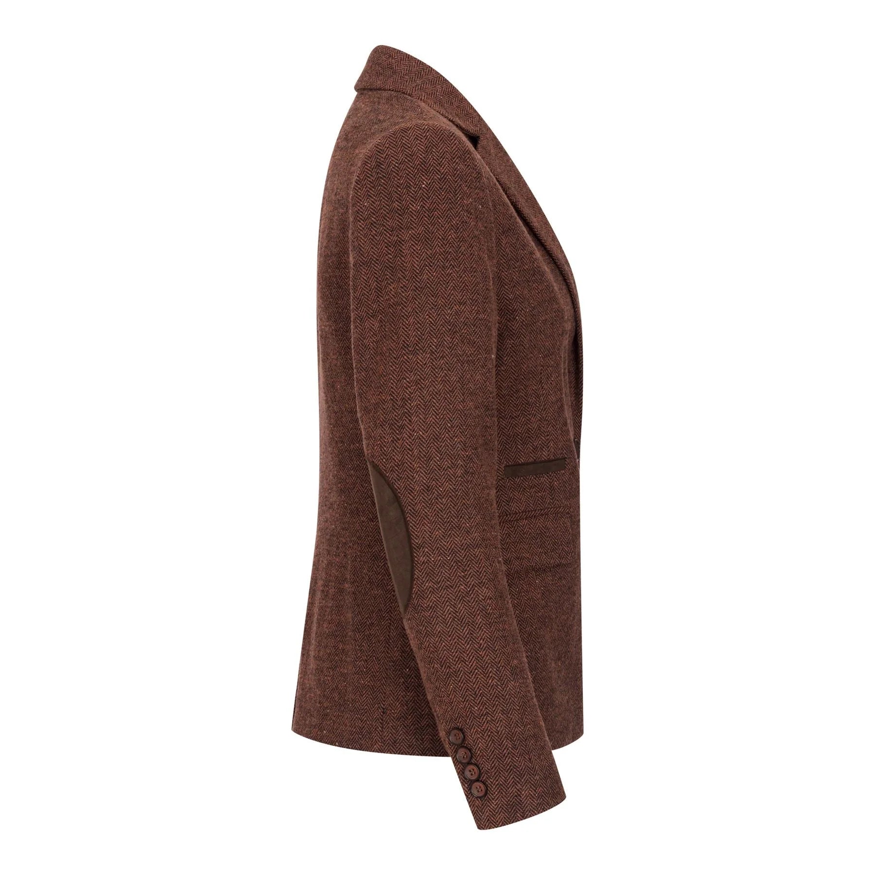 WS-12 - Blazer de tailleur en tweed pour femme, laine à chevrons, marron rouille