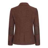 WS-12 - Blazer de tailleur en tweed pour femme, laine à chevrons, marron rouille
