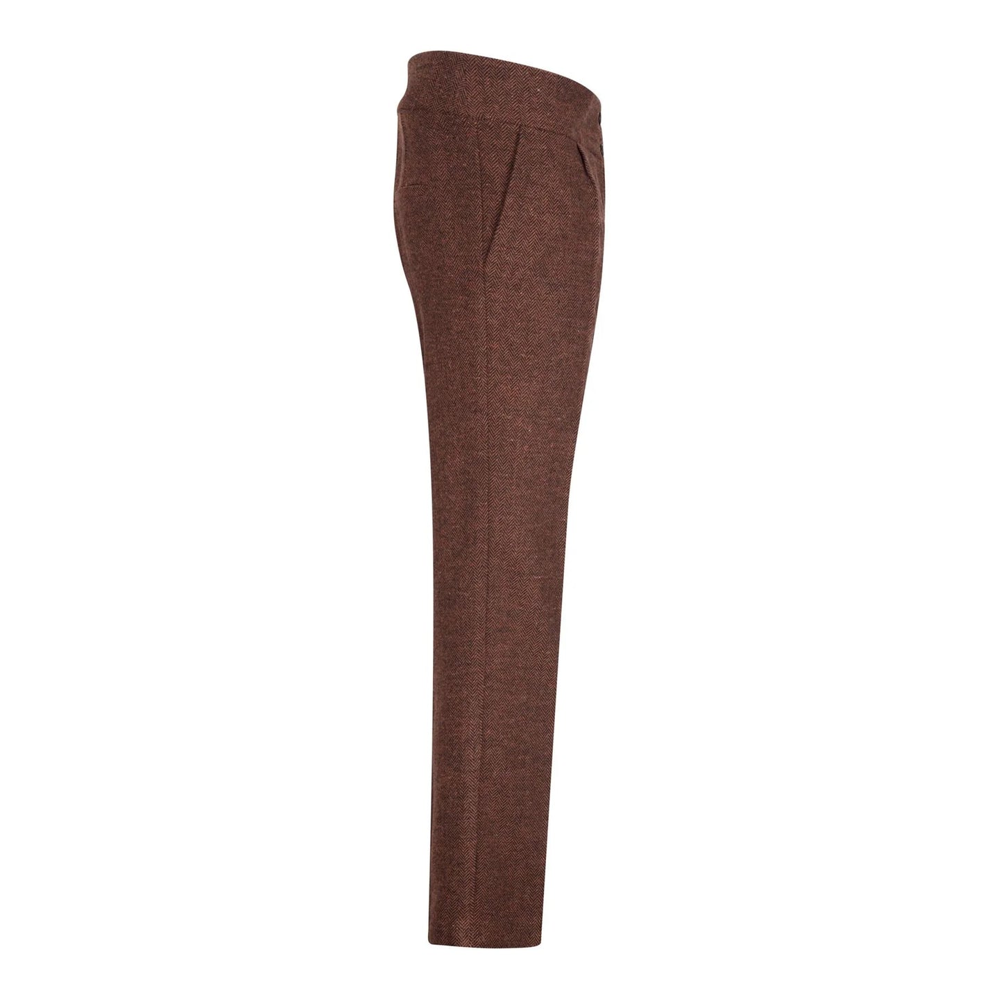 WS-12 - Pantalon de tailleur en tweed pour femme, laine à chevrons, marron rouille