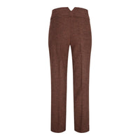 WS-12 - Pantalon de tailleur en tweed pour femme, laine à chevrons, marron rouille