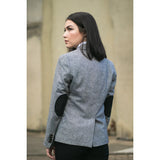 wsn03 - Veste blazer en tweed gris pour femme, écusson Elow, style Peaky des années 1920