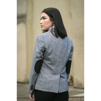 wsn03 - Veste blazer en tweed gris pour femme, écusson Elow, style Peaky des années 1920