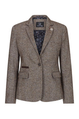 Womens Blazer  1920s Vintage Blinders Tan Brown Herringbone Tailored Fit