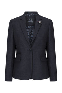 Women Black jacket  Tweed Herringbone Wool Classic Smart Casual Vintage 1920s