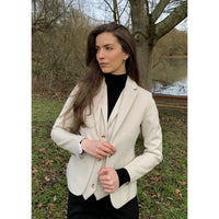 WSN15 - Blazer en tweed crème mélangé laine pour femme