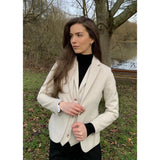 WSN15 - Gilet en tweed crème mélangé laine pour femme