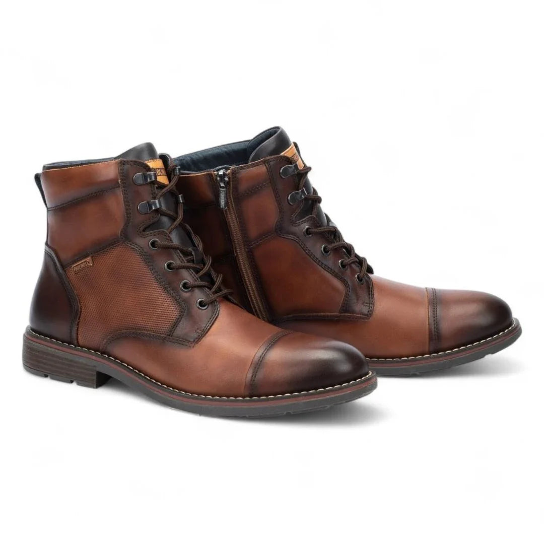 York - Bottines en cuir marron à lacets pour hommes