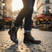 York - Bottines en cuir marron à lacets Olmo pour homme