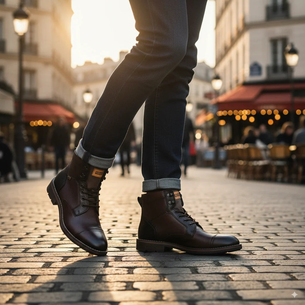 York - Bottines en cuir marron à lacets Olmo pour homme